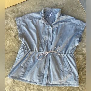 Fabletics blue nylon cinch waist zip up vest